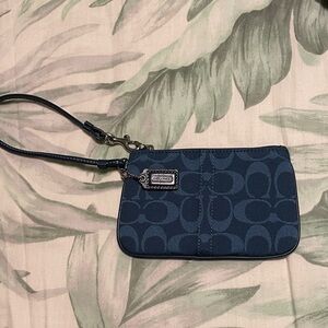 Coach Navy Signature Wristlet